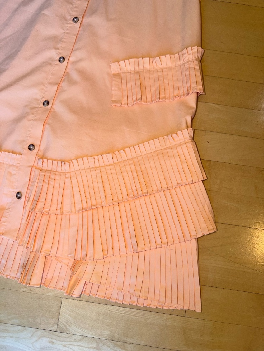Anthropologie Peach Pleated Sun Dress, M, GP1547 - Picture 7 of 7